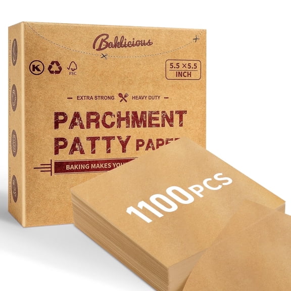 Baklicious 1100 Count 5.5 x 5.5 inch Square Patty Paper Sheets, Unbleached Parchment, Non-Stick & Heavy Duty