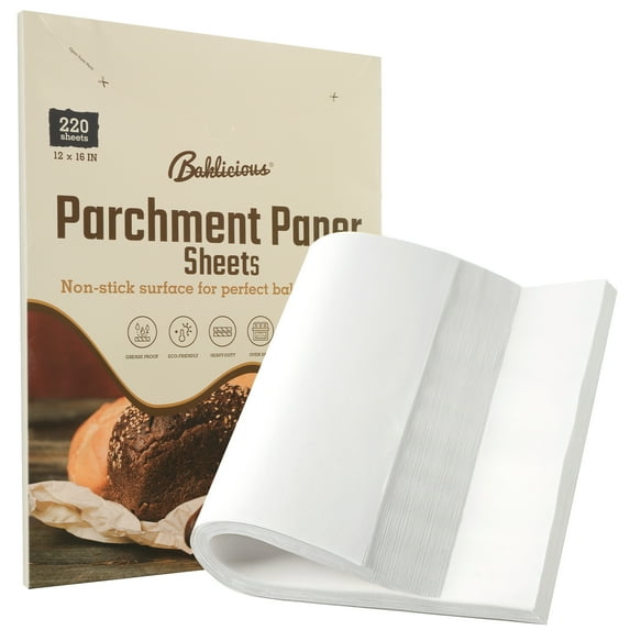 Baklicious 12x16 inch Heavy Duty Non-Stick Parchment Paper Sheets, Pre-cut, 220 Pcs