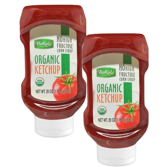 Bakol Organic Tomato Ketchup, Squeeze Bottle, 20 oz (Pack of 2)