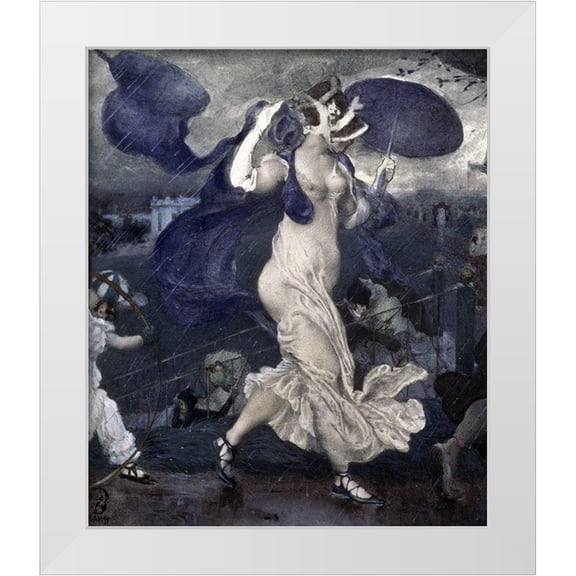 Bakst, Leon 12x14 White Modern Wood Framed Museum Art Print Titled - Downpour