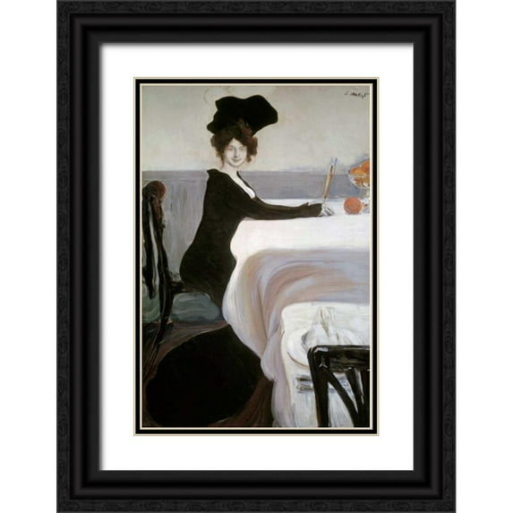 Bakst, Leon 13x18 Black Ornate Wood Framed with Double Matting Museum Art Print Titled - Breakfast