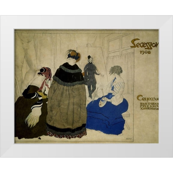 Bakst, Leon 14x12 White Modern Wood Framed Museum Art Print Titled - Secession 1908