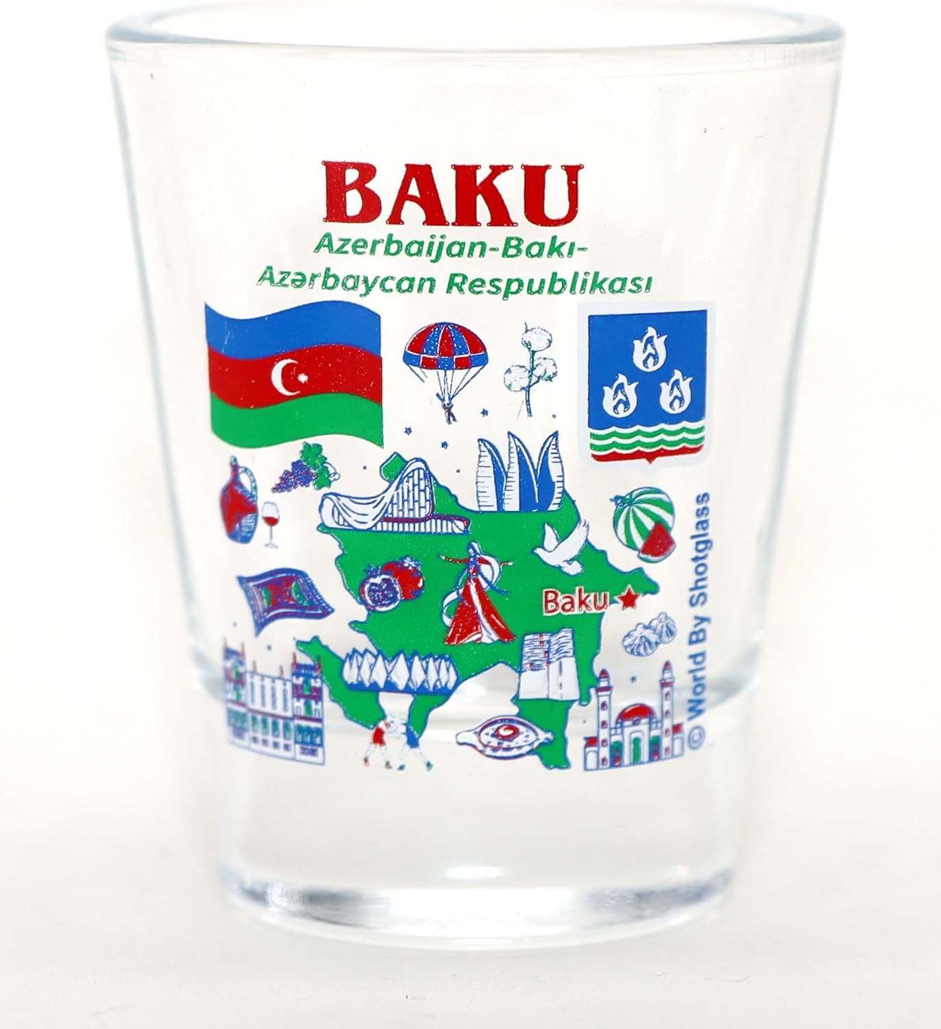 Baku Azerbaijan Landmarks and Icons Collage Shot Glass