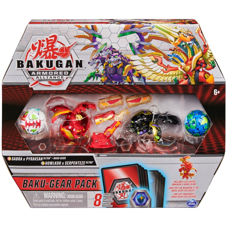 Bakugan Baku-Gear 4-Pack, Fused Sabra x Pyravian Ultra with Baku