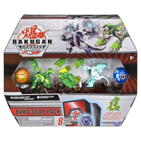 Bakugan Baku-Gear 4-Pack, Howlkor Ultra with Baku-Gear and Eenoch Ultra, Collectible Action Figures