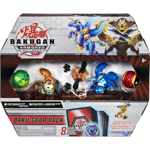 Bakugan Baku-Gear 4-Pack, Tretorous Ultra with Baku-Gear and Fused Pegatrix x Goreene Ultra Collectible Action Figures