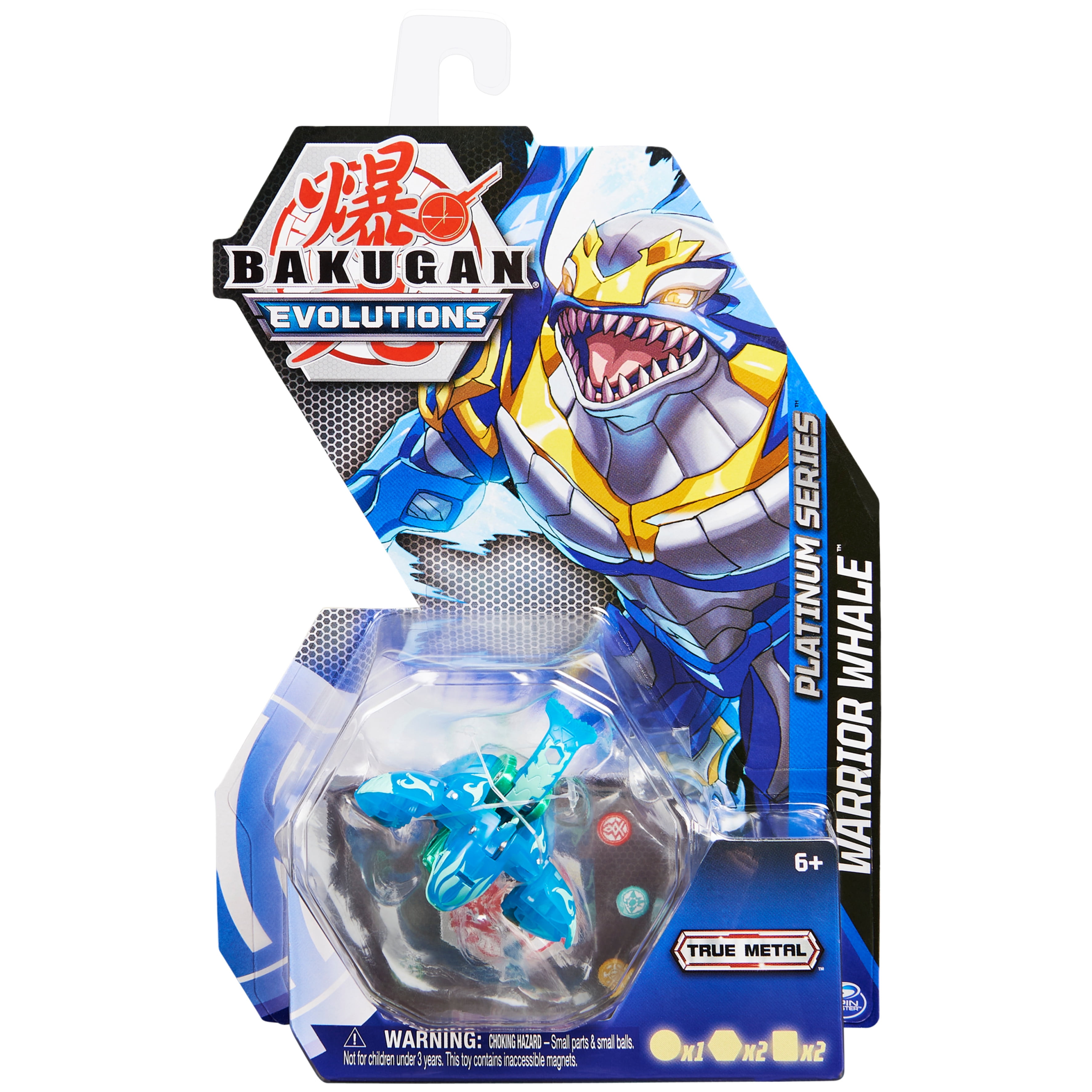 Bakugan Evolutions, Warrior Whale, Platinum Series True Metal Bakugan, 2  BakuCores and Character Card, Kids Toys for Boys, Ages 6 and Up