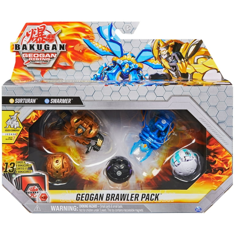 Bakugan Geogan Brawler 5-Pack, Exclusive Surturan and Swarmer Geogan and 3  Bakugan Collectible Action Figures