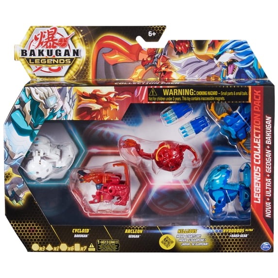 Bakugan Legends Collection 4-Pack, Cycloid Bakugan, Arcleon Geogan, Nillious Nova and more