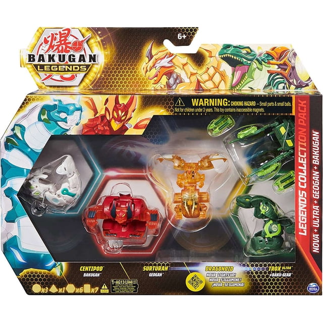 BAKUGAN Legends Collection Pack - 4 Action Figure Con Centipod, Dragonoid Nova E BakuCores - Giocattoli Per Bambini 6+ Anni - 2