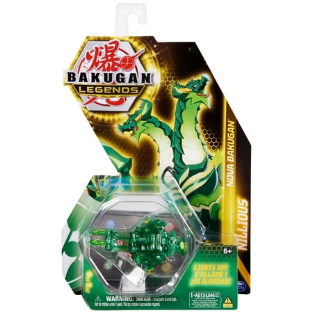 Bakugan Legends, Nova Nillious (Green), Light Up Bakugan Action Figures with Trading Card