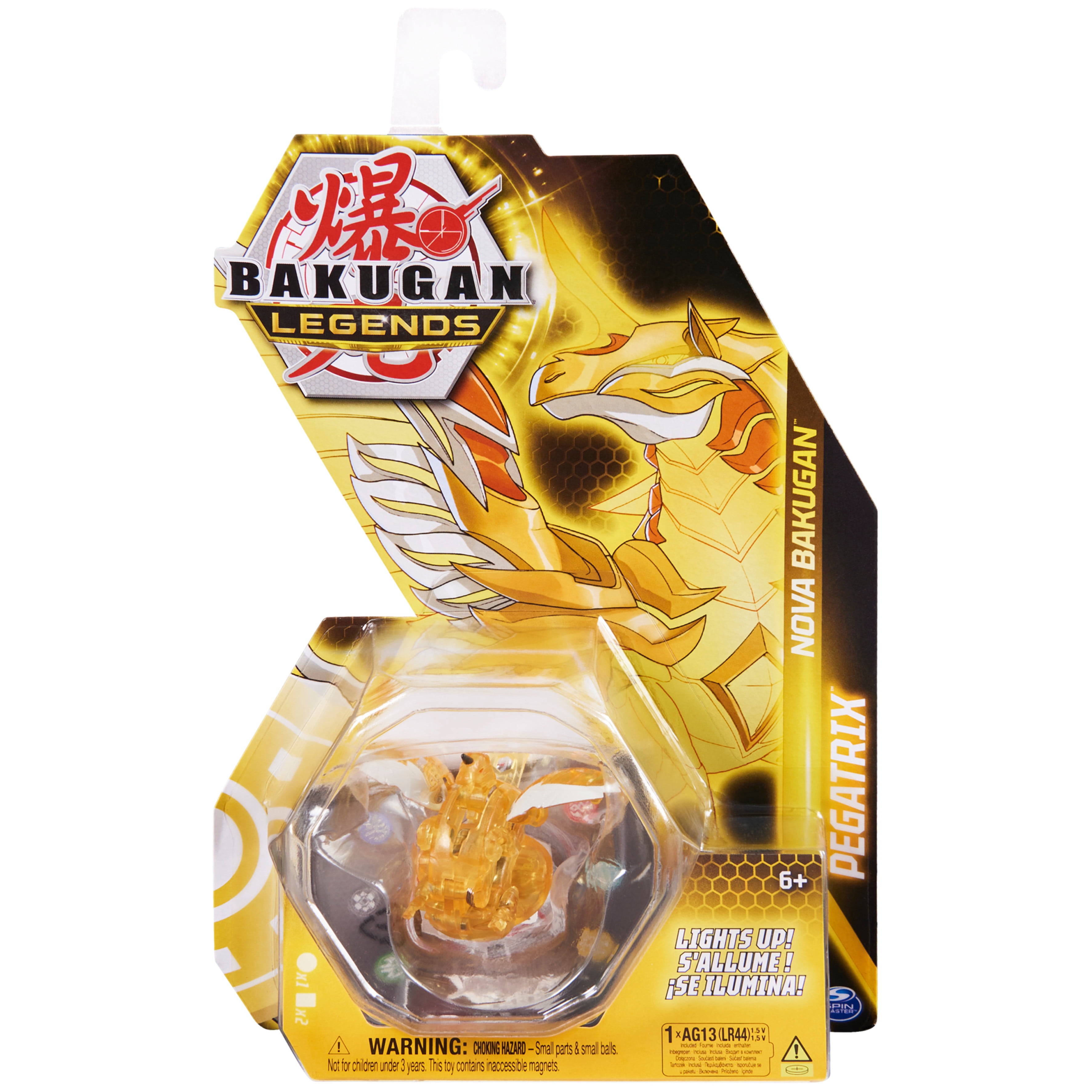Bakugan Legends, Nova Pegatrix (Gold), Light Up Bakugan Action Figures with  Trading Card