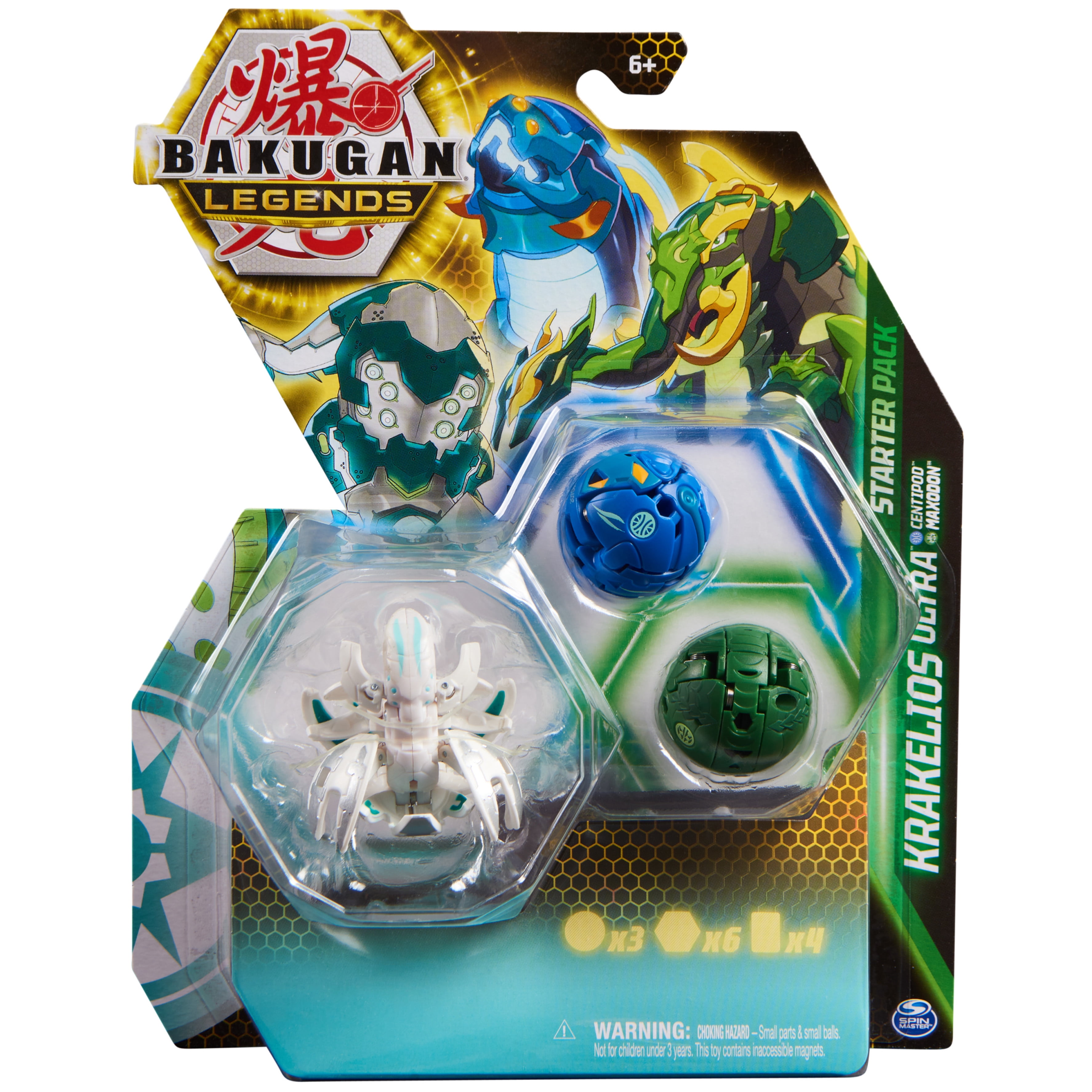 Bakugan Legends Starter 3-Pack, Krakelious Ultra with Centipod and Maxodon,  Action Figures 