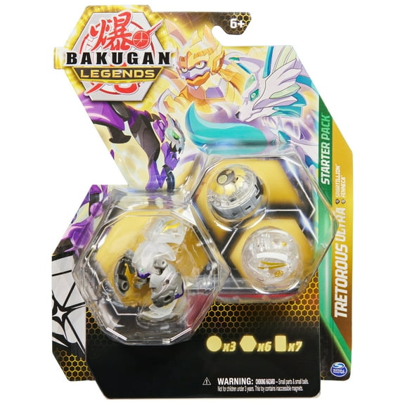 Bakugan Legends Starter 3-Pack, Tretorous Ultra with Spartillion and Fenneca (White)