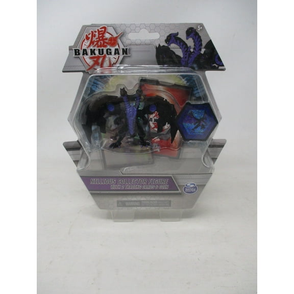 Bakugan Nillious Collector Figure with 2 Trading Cards & Coin (Black/Purple)