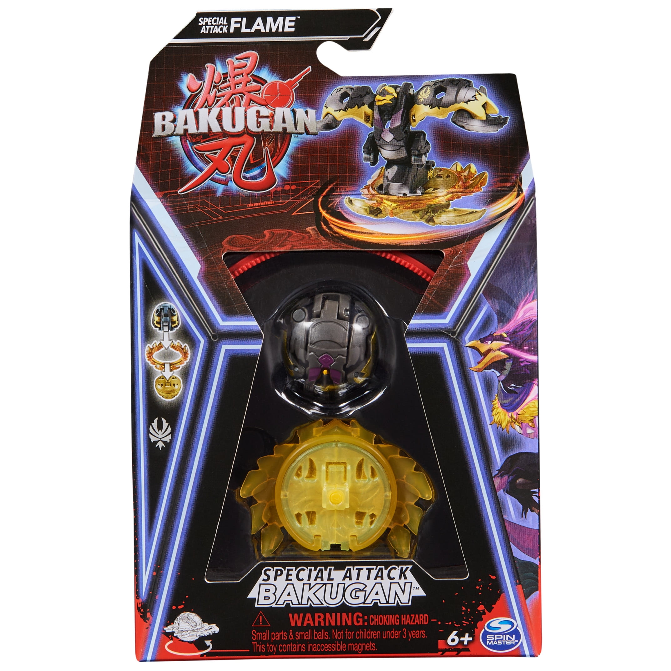 Bakugan, Special Attack Flame, Spinning Collectible, Customizable Action Figure and Trading Cards, Kids Toys for Boys and Girls 6 and up