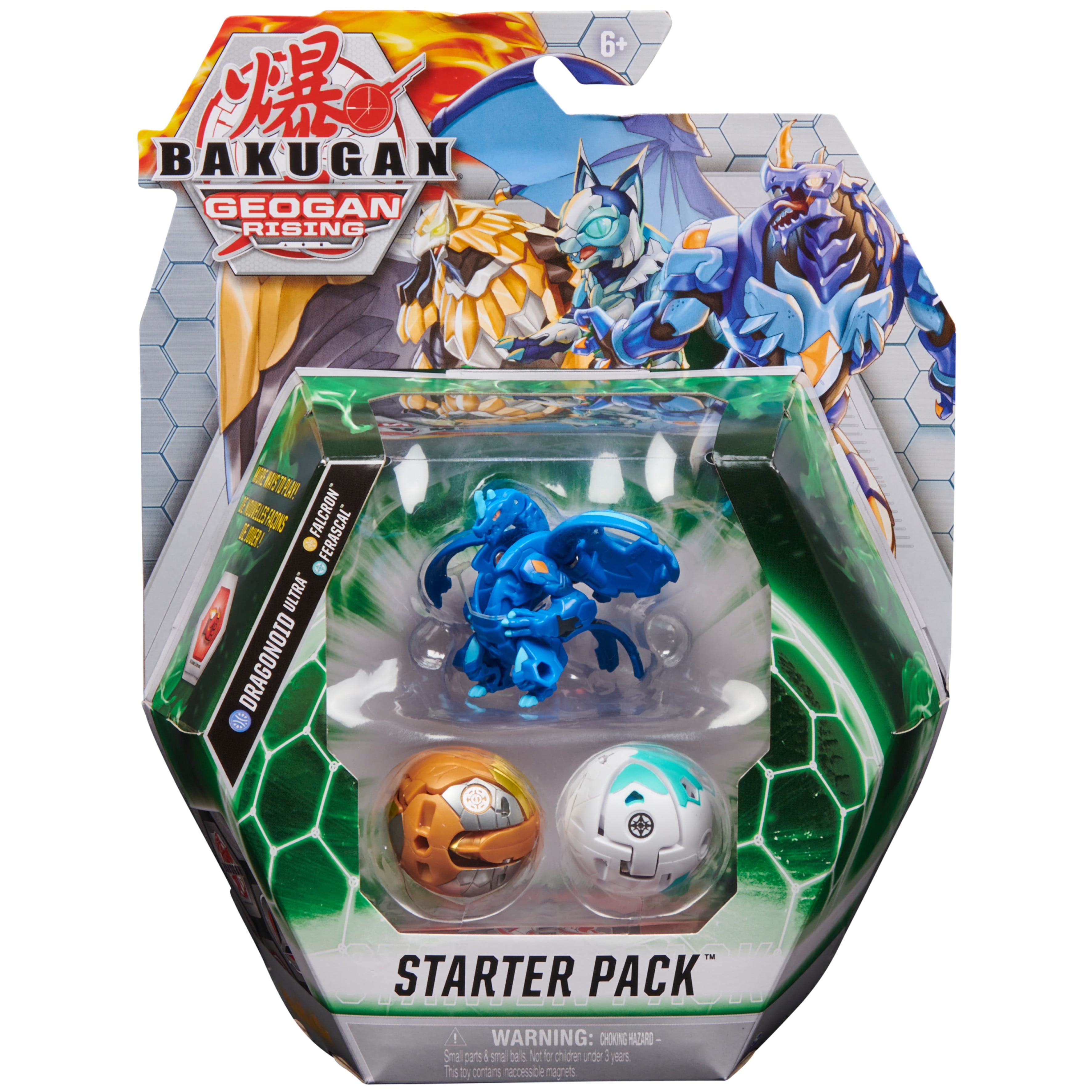 Bakugan Starter Pack 3-Pack, Dragonoid Ultra, Geogan Rising Collectible  Action Figures 