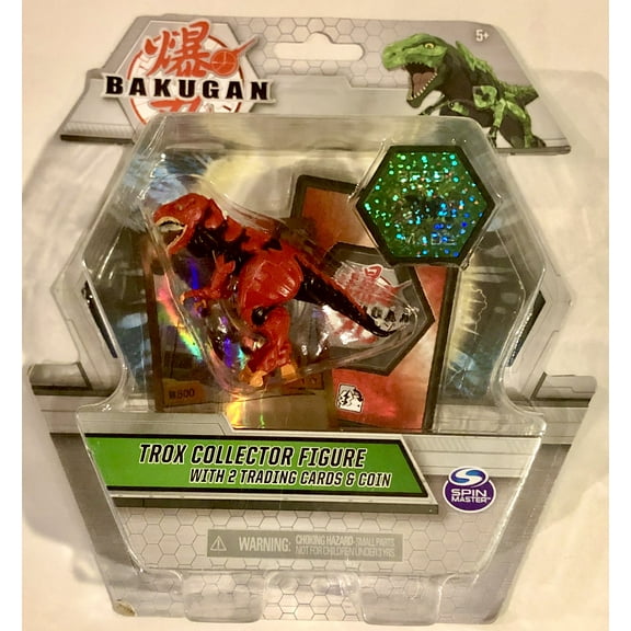 Bakugan Trox ( RED ) Collector Figure with 2 Trading Cards & Coin