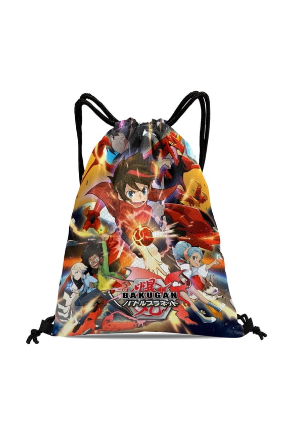 Bakugan-theme Drawstring Backpack Sports Gym Bag Water Resistant String Bag Cinch Bag12X1630X40cm