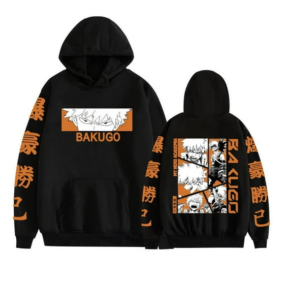 Bakugou Katsuki Hoodie Black Sweatshirt Casual Spring XS-3XL Top