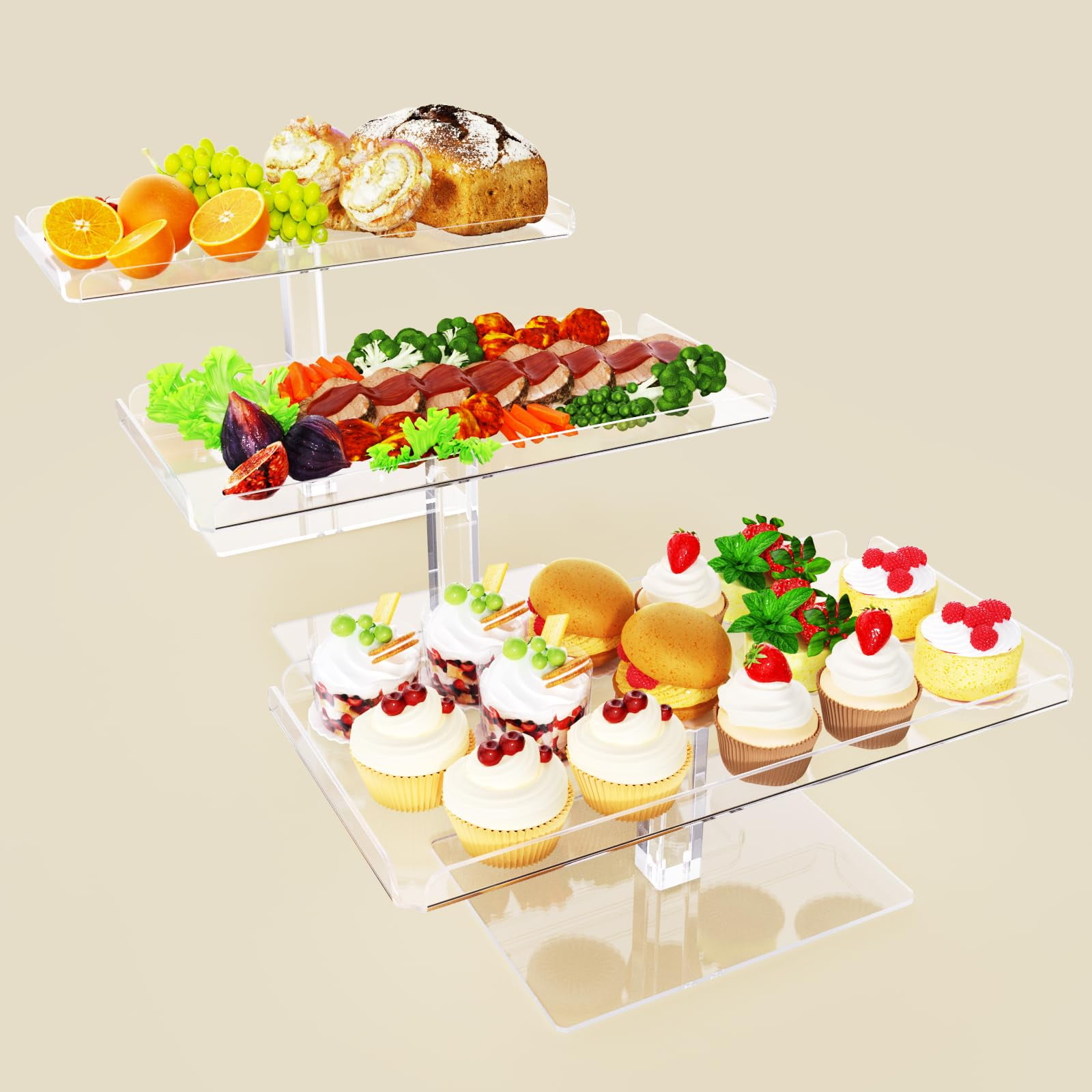 Bakzon Dessert Cupcake Stand, 3 Set Acrylic Tiered Serving Tray for ...