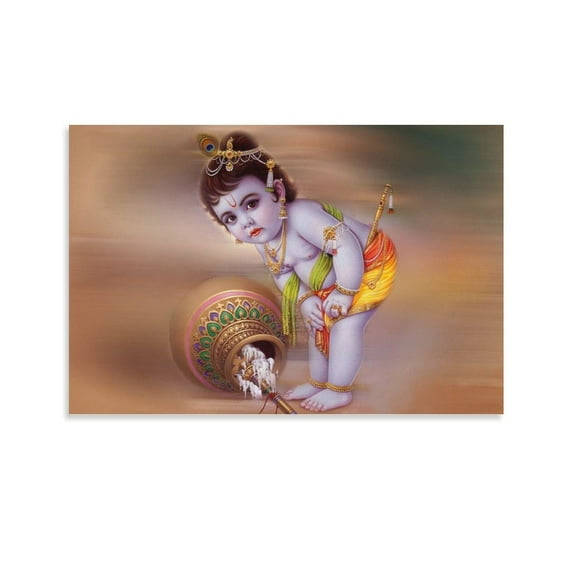 Bal Krishna India Poster Room Aesthetic Poster Print Art Wall Painting Canvas Posters Gifts Modern Bedroom Decor 16x24inch(40x60cm)
