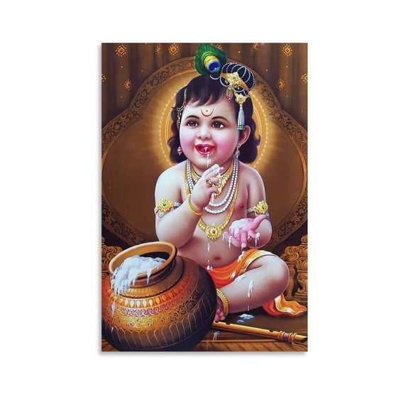Bal Krishna Posters Print Photo Art Painting Canvas Poster Home Decorative Bedroom Modern Decor Posters Gifts 12x18inch(30x45cm)