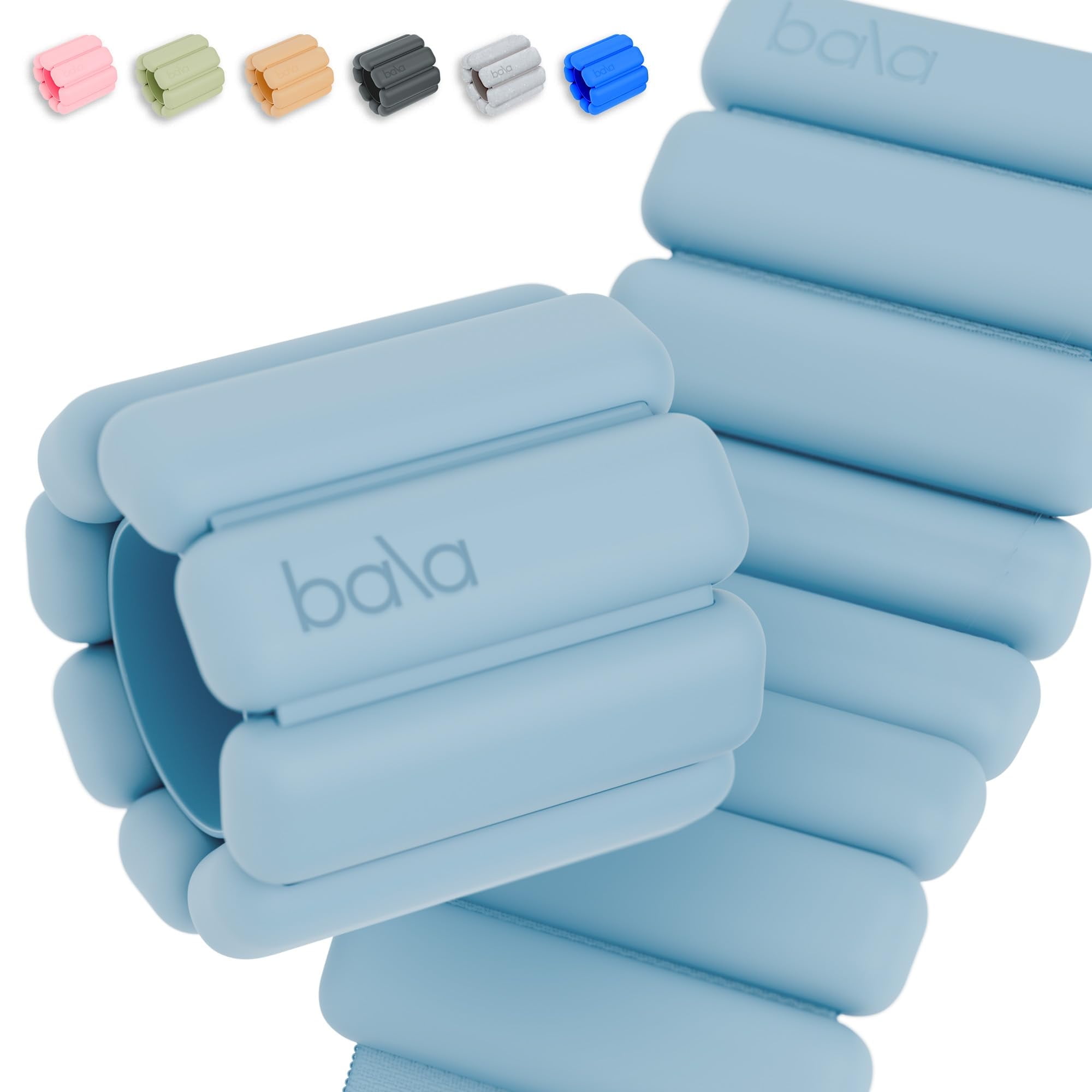bala Bala Bangles 水色 HALFMOON リネンアイピロー Bala Bangles Wrist and Ankle Adjustable Weights, 3 lb Silicone Set