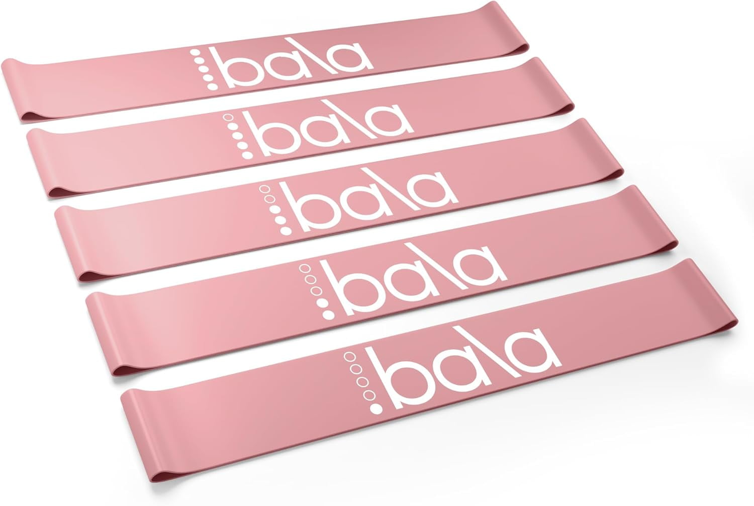 Bala Booty Bands Resistance Bands for Women & Men, Elastic Exercise Bands for Working Out, Wrist, Ankle, Legs & Booty Bands, Workout Resistance Bands for Yoga, Pilates, 5-Pack, Blush
