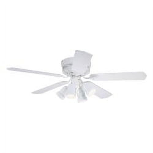 Bala Hugger Ceiling Fan With Spot Light Kit, Four 60 Watt Incandescent Candelabra Base Bulbs, 52 In., With White Blades