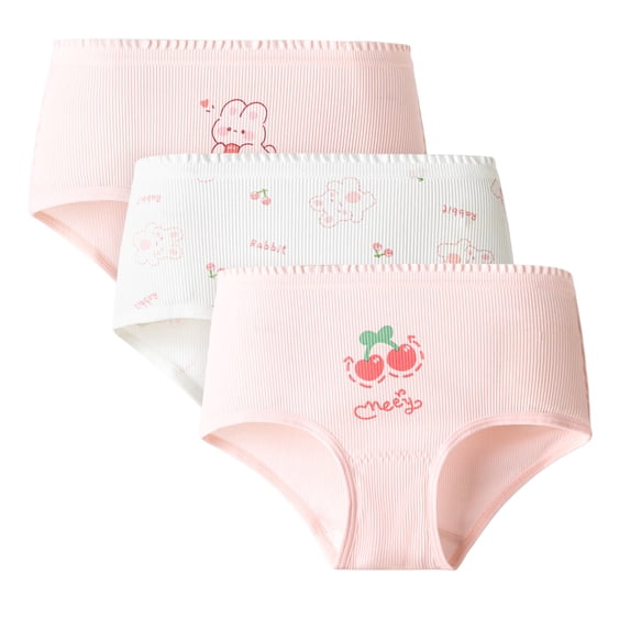 Balabala 3-Pack Girls’ Cotton Modal Underwear for Ages 1-13 – Soft Stretchy Panties with Cute Bunny & Puppy Prints
