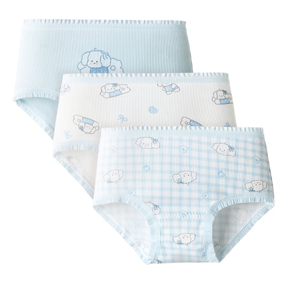 Balabala 3-Pack Girls’ Cotton Modal Underwear for Ages 1-13 – Soft Stretchy Panties with Cute Bunny & Puppy Prints