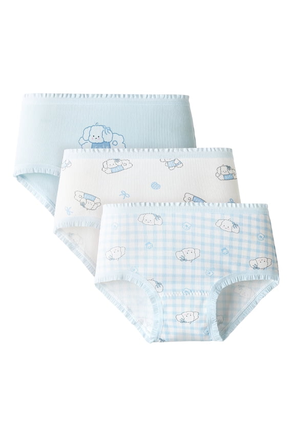 3-Pack Girls’ Cotton Modal Underwear for Ages 1-13 – Soft Stretchy Panties with Cute Bunny & Puppy Prints