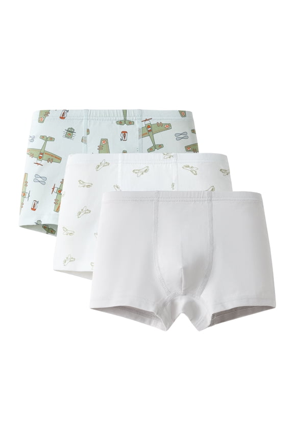 Boys 3-Pack Soft Cotton Briefs – Airplane & Dinosaur Print Toddler & Kids Underwear