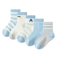 thumbnail image 1 of Balabala Boys Lightweight Crew Socks, Breathable Cotton Blend, Soft Striped Casual School Socks, 5-Pack, 1 of 6