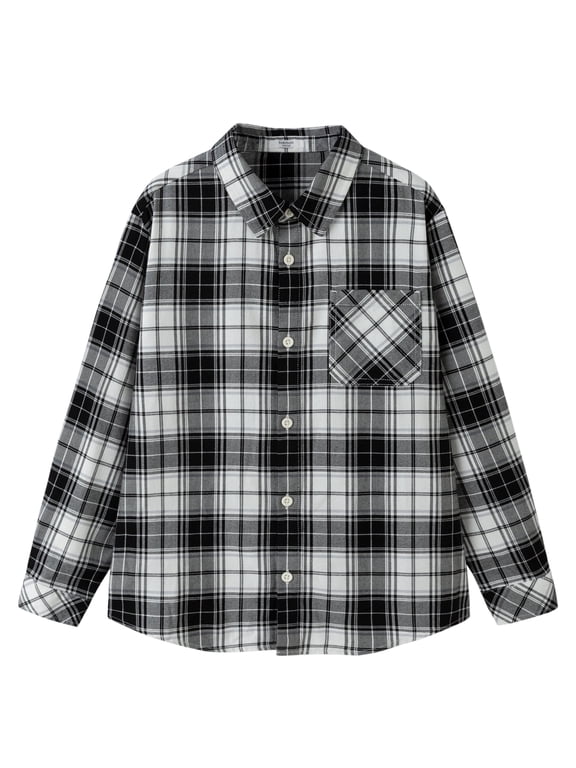 Boys' and Girls' Long Sleeve Flannel Shirt, Toddler & Kids Plaid Button Down, Soft Cotton Blend, Casual Fall Outerwear