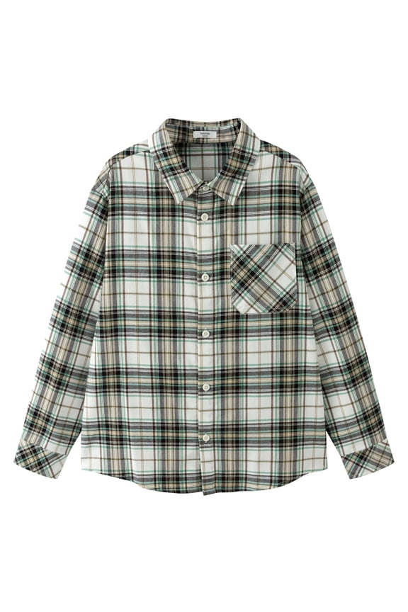 Boys' and Girls' Long Sleeve Flannel Shirt, Toddler & Kids Plaid Button Down, Soft Cotton Blend, Casual Fall Outerwear