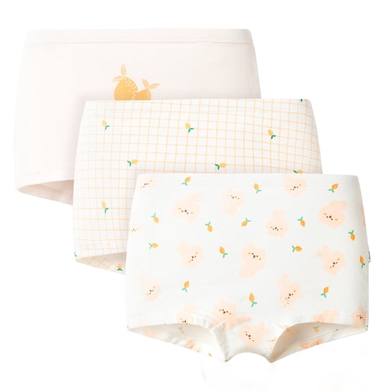 Balabala Girls 3-Pack Soft Cotton Briefs – Apple & Bunny Print Toddler & Kids Underwear