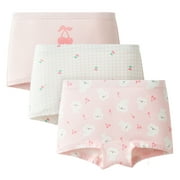 Balabala Girls 3-Pack Soft Cotton Briefs – Apple & Bunny Print Toddler & Kids Underwear