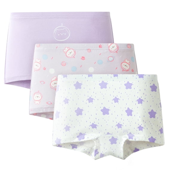 Balabala Girls 3-Pack Soft Cotton Briefs – Apple & Bunny Print Toddler & Kids Underwear