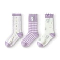 thumbnail image 1 of Balabala Girls Ruffle Crew Socks, 3-Pack Mixed Fabric Socks, Seamless Cute Kids Socks for Everyday Wear (3–11 Years), 1 of 6