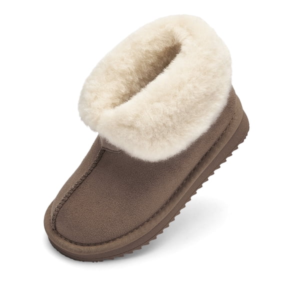 Balabala Girls Snow Boots Girls Non-slip Winter Boots Kids Warm Ankle Winter Shoes Short Faux Fur Suede Mini Snow Boot