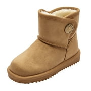 BALABALA Girls Snow Boots – Warm Winter Boots with Faux Fur, Suede Water-Resistant Mini Boots for Kids