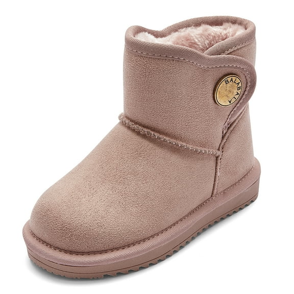 Balabala Girls Snow Boots – Warm Winter Boots with Faux Fur, Suede Water-Resistant Mini Boots for Kids
