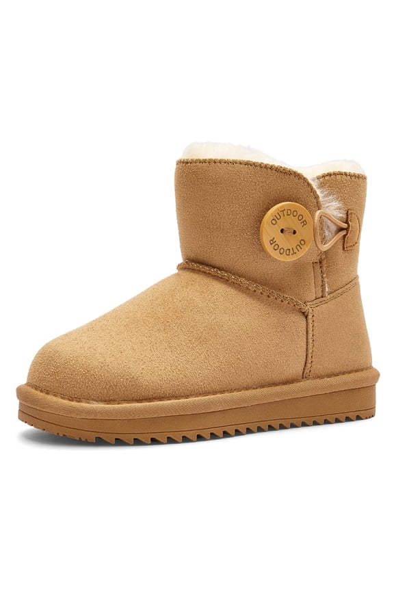 Girls Snow Boots – Warm Winter Boots with Faux Fur, Suede Water-Resistant Mini Boots for Kids