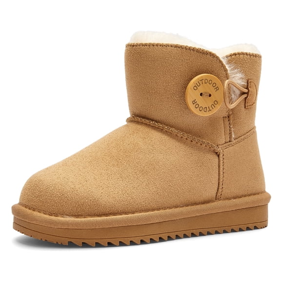 Balabala Girls Snow Boots – Warm Winter Boots with Faux Fur, Suede Water-Resistant Mini Boots for Kids