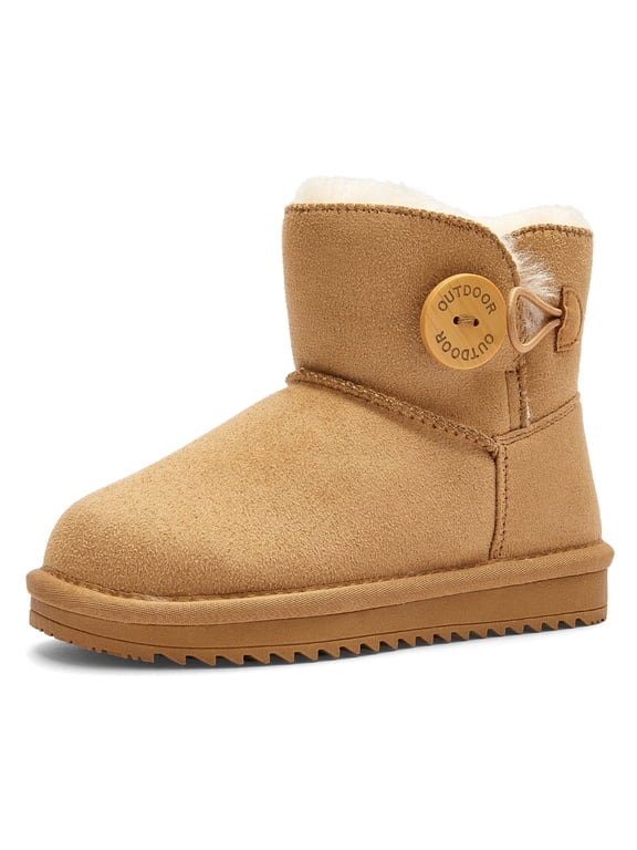 Girls Snow Boots – Warm Winter Boots with Faux Fur, Suede Water-Resistant Mini Boots for Kids