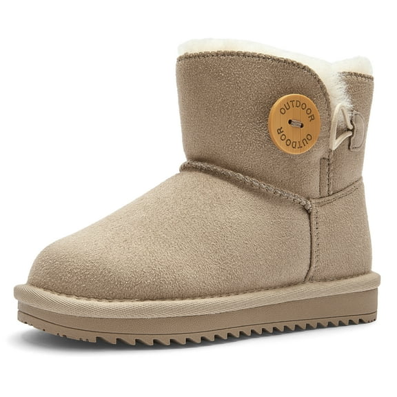 Balabala Girls Snow Boots – Warm Winter Boots with Faux Fur, Suede Water-Resistant Mini Boots for Kids
