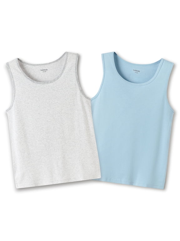 Kids Cotton Tank Tops 2-Pack, Sleeveless Basic Undershirts for Boys and Girls