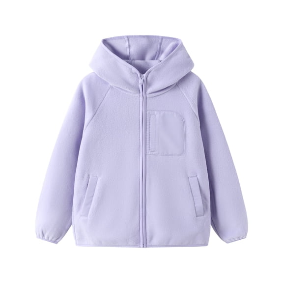 Balabala Kids Fleece Jacket with Hood, Full Zip Warm Winter Coat with Pockets for Toddlers and Kids